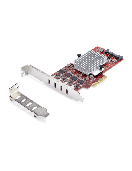 Tarjeta PCIe USB-C de 4 Puertos - Hub Interno USB Tipo C - USB 3.2 10Gb - 4 Controladores Independientes USB - TAA