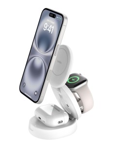 WIZ034KQWH cargador de dispositivo móvil Auriculares, Smartphone, Reloj inteligente Blanco USB Cargador inalámbrico Carga rápida