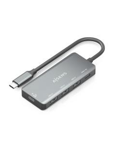 Hub USB 3.1 USB-C, USB-C/M-1xUSB-C PD 100W+1xUSB-C USB3.0/H+3xUSB-A USB2.0/H, Gris, 15cm