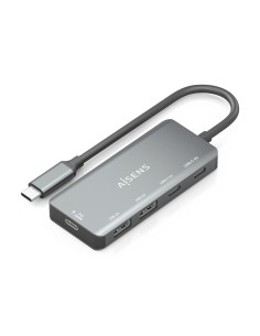 Hub USB 3.1 USB-C, USB-C/M-1xUSB-C PD 100W+1xUSB-C USB3.0/H+1xUSB-C USB2.0/H+2xUSB-A USB2.0/H, Gris, 15cm