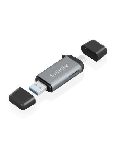Lector De Tarjetas SD, Micro SD, MMC, Rs-MMC, MMC Micro, USB-A y USB-C, Gris