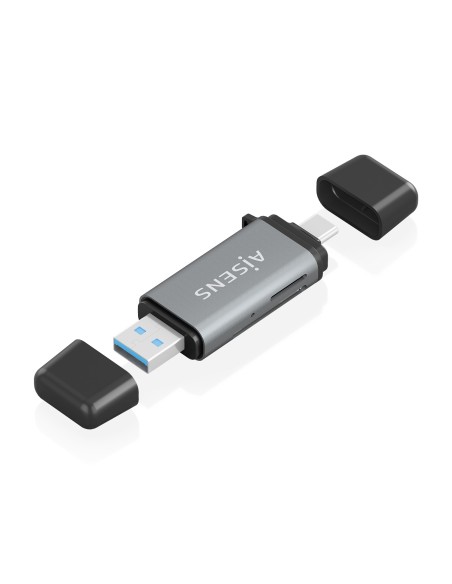 Lector De Tarjetas SD, Micro SD, MMC, Rs-MMC, MMC Micro, USB-A y USB-C, Gris
