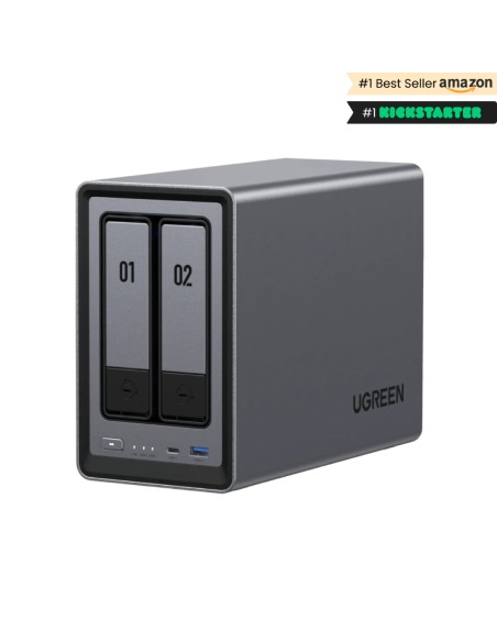 NASync DXP2800 NAS System 2-Bay Compacto Intel® N N100 8 GB DDR5 0 TB UGOS Pro Negro