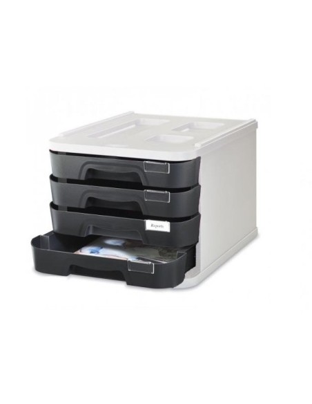 1000M-02 archivador organizador Poliestireno Negro, Gris