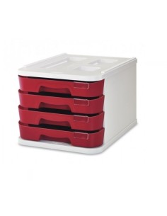 1000M-03 archivador organizador Poliestireno Gris, Rojo