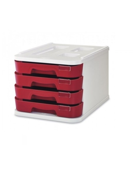 1000M-03 archivador organizador Poliestireno Gris, Rojo