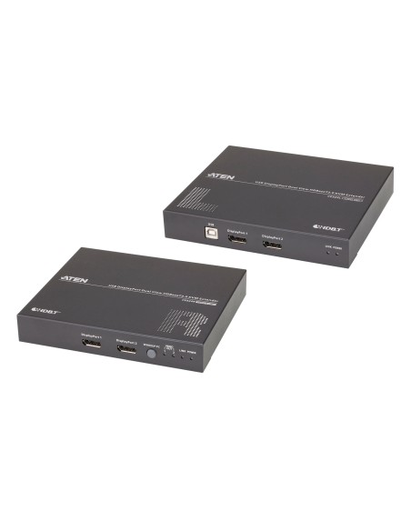 Extensor de KVM USB DisplayPort de vista doble HDBaseT 2.0 (4K a 100 m para vista individual)
