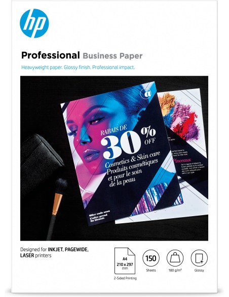 Papel para uso empresarial profesional , satinado, 180 g/m2, A4 (210 x 297 mm), 150 hojas