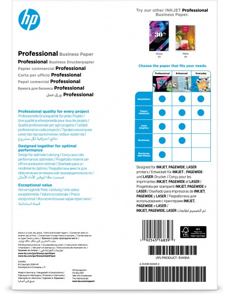 Papel para uso empresarial profesional , satinado, 180 g/m2, A4 (210 x 297 mm), 150 hojas