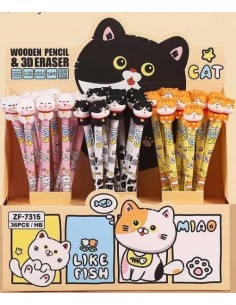 EXP 36 LAPICES CON GOMA 3D GATO