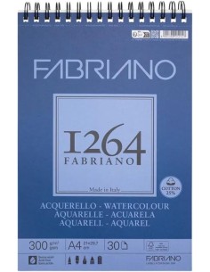 Bloc espiral fabriano 1264 acuarela 25 algodon a4 30h 300g grano fino