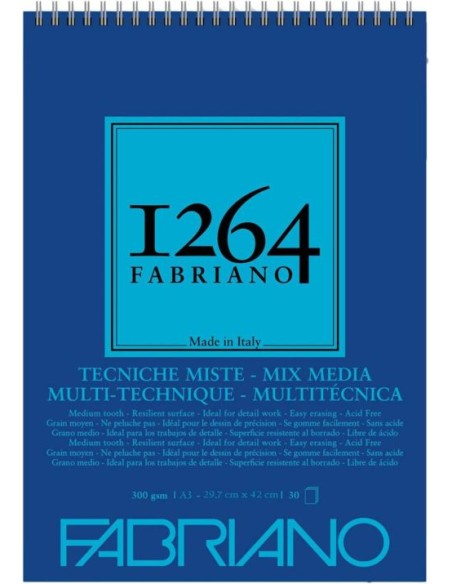 Bloc espiral fabriano 1264 mix media a3 30h 300g Bloc espiral fabriano 1264 mix media a3 30h 300g