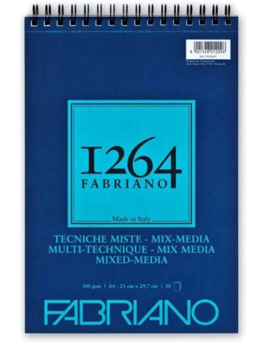 Bloc espiral fabriano 1264 mix media a4 30h 300g