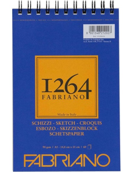 Bloc espiral fabriano 1264 croquis a5 120h 90g Bloc espiral fabriano 1264 croquis a5 120h 90g