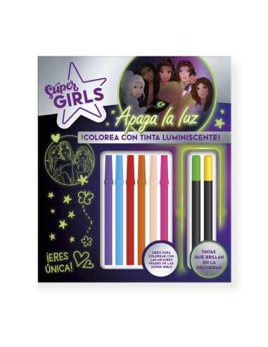 SUPER GIRLS COLOREA CON TINTA LUMINISCENTE