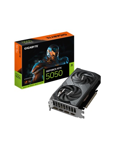 GeForce RTX 5050 WINDFORCE OC 8G Tarjeta Gráfica - 8GB GDDR6, 128bit, PCI-E 5.0, 2587MHz Frecuencia del núcleo, 2 x DP, 2 x HDMI