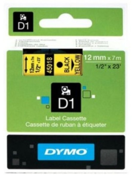 Cinta dymo d1 12mmx7m negro amarillo