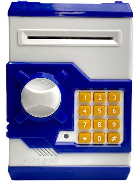 CAJA FUERTE ELECTRONICA FUTBOL BLANCA Y AZUL