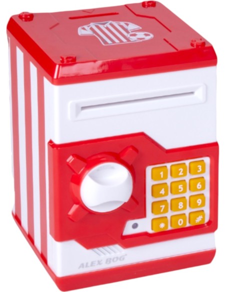 CAJA FUERTE ELECTRONICA FUTBOL BLANCA Y ROJA