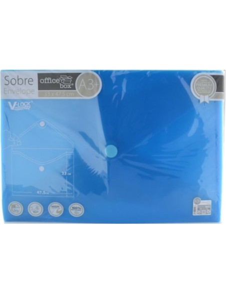 PAQ 10 CARPETA SOBRE A3 V LOCK 330X475 CIERRE VELCRO AZUL