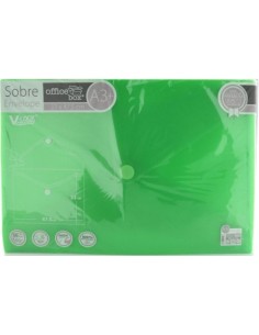 PAQ 10 CARPETA SOBRE A3 V LOCK 330X475 CIERRE VELCRO VERDE