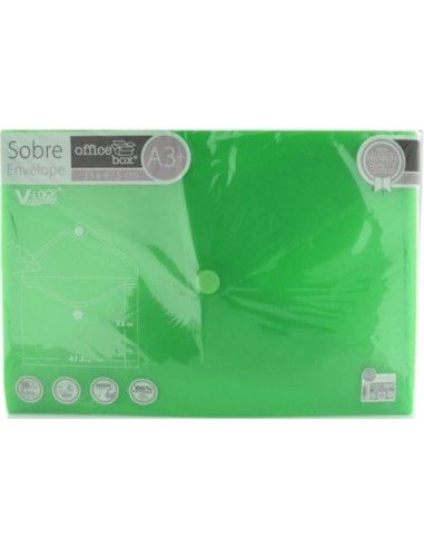 PAQ 10 CARPETA SOBRE A3 V LOCK 330X475 CIERRE VELCRO VERDE
