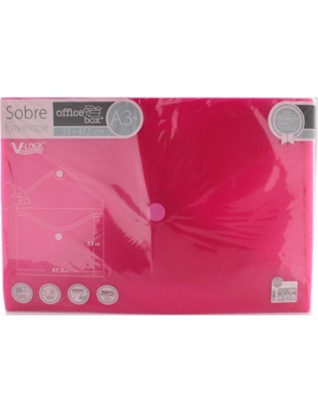 PAQ 10 CARPETA SOBRE A3 V LOCK 330X475 CIERRE VELCRO ROJO