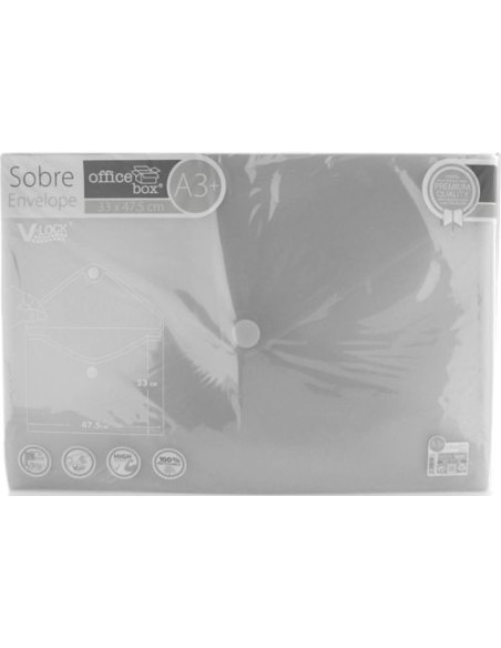 PAQ 10 CARPETA SOBRE A3 V LOCK 330X475 VELCRO TRANSPARENTE