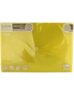 PAQ 10 CARPETA SOBRE A3 CIERRE VELCRO AMARILLO