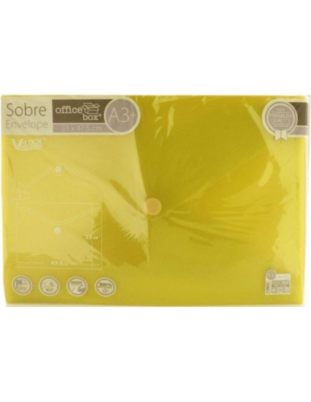 PAQ 10 CARPETA SOBRE A3 CIERRE VELCRO AMARILLO