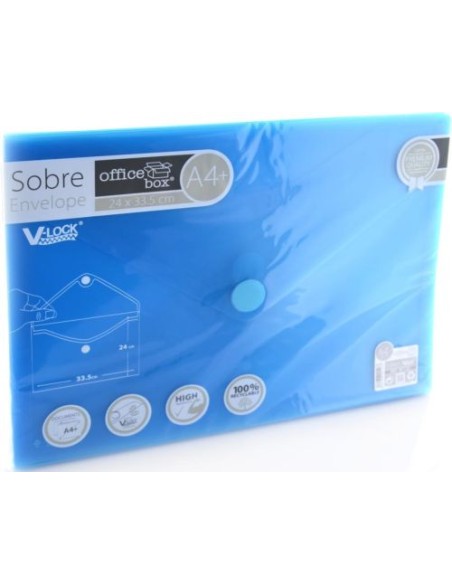 PAQ 10 CARPETA SOBRE A4 V LOCK 240X335 VELCRO AZUL