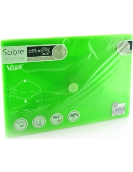 PAQ 10 CARPETA SOBRE A4 V LOCK 240X335 VELCRO VERDE