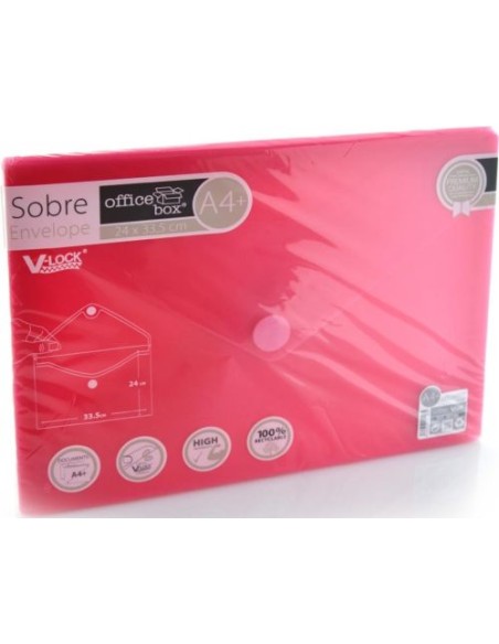 PAQ 10 CARPETA SOBRE A4 V LOCK 240X335 MM VELCRO ROJO