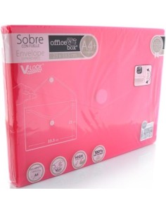 PAQ 10 CARPETA SOBRE FUELLE A4 250X335X300 VELCRO ROJO