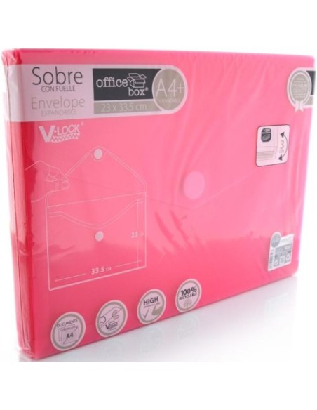 PAQ 10 CARPETA SOBRE FUELLE A4 250X335X300 VELCRO ROJO