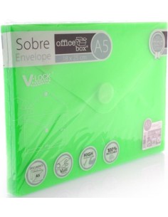 PAQ 10 SOBRE A5 V LOCK 180X250 MM VELCRO COLOR VERDE
