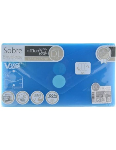 PAQ 10 SOBRE DL V LOCK 125X225 MM VELCRO COLOR AZUL