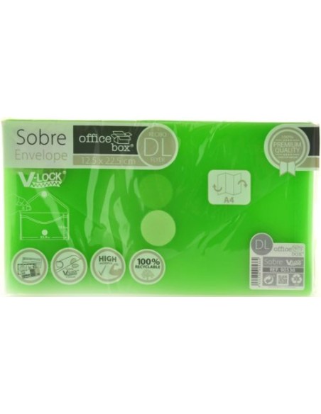 PAQ 10 SOBRE DL V LOCK 125X225 MM VELCRO COLOR VERDE