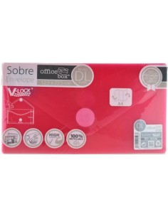 PAQ 10 SOBRE DL V LOCK 125X225 MM VELCRO COLOR ROJO