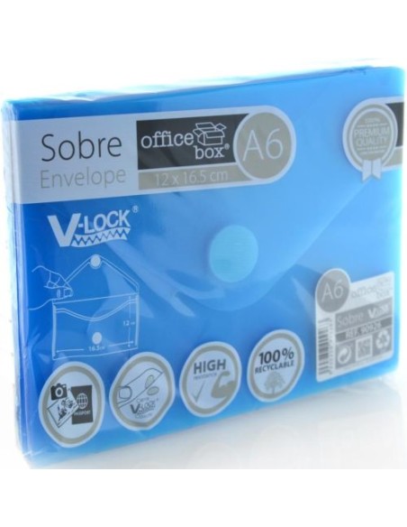 PAQ 10 SOBRE A6 V LOCK 120X160 MM VELCRO COLOR AZUL