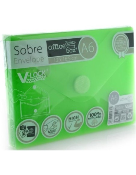 PAQ 10 SOBRE A6 V LOCK 120X160 MM VELCRO COLOR VERDE