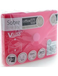 PAQ 10 SOBRE A6 V LOCK 120X160 MM VELCRO COLOR ROJO