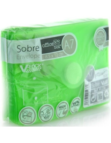 PAQ 10 SOBRE A7 V LOCK 85X120 MM VELCRO COLOR VERDE