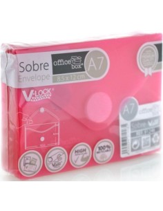 PAQ 10 SOBRE A7 V LOCK 85X120 MM VELCRO COLOR ROJO
