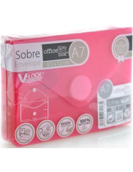 PAQ 10 SOBRE A7 V LOCK 85X120 MM VELCRO COLOR ROJO