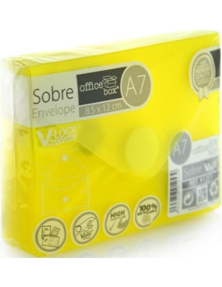 PAQ 10 SOBRE A7 V LOCK 85X120 MM VELCRO COLOR AMARILLO