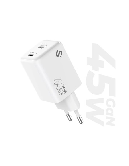 Cargador GaN 45W Doble USB-C
