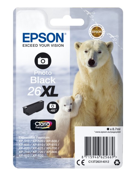 Polar bear Cartucho 26XL negro foto (etiqueta RF)