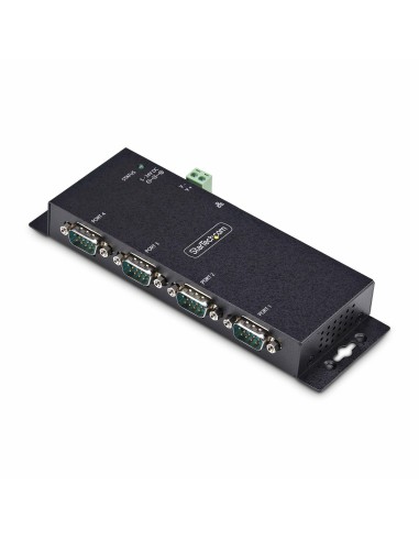 Adaptador Serie a Ethernet - Conversor RJ45 LAN IP a DB9 RS232 - Servidor de Dispositivos Serie de 4 Puertos - Carcasa de Metal 