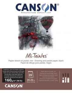 Bloc encolado canson mi teintes 24x32cm 30h 160g hojas color negro